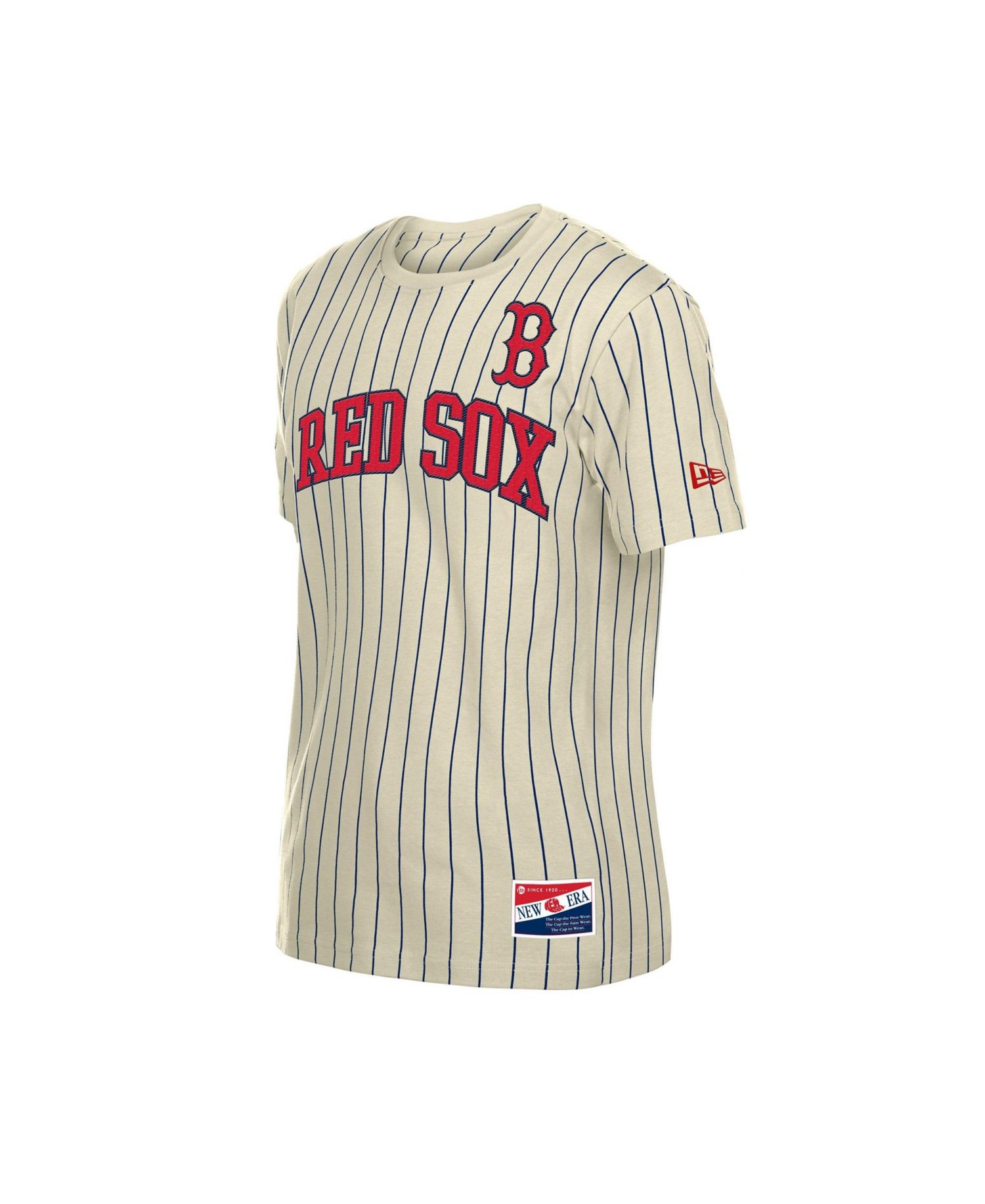 Men's Cream Boston Red Sox Throwback Meshback Pinstripe T-Shirt
