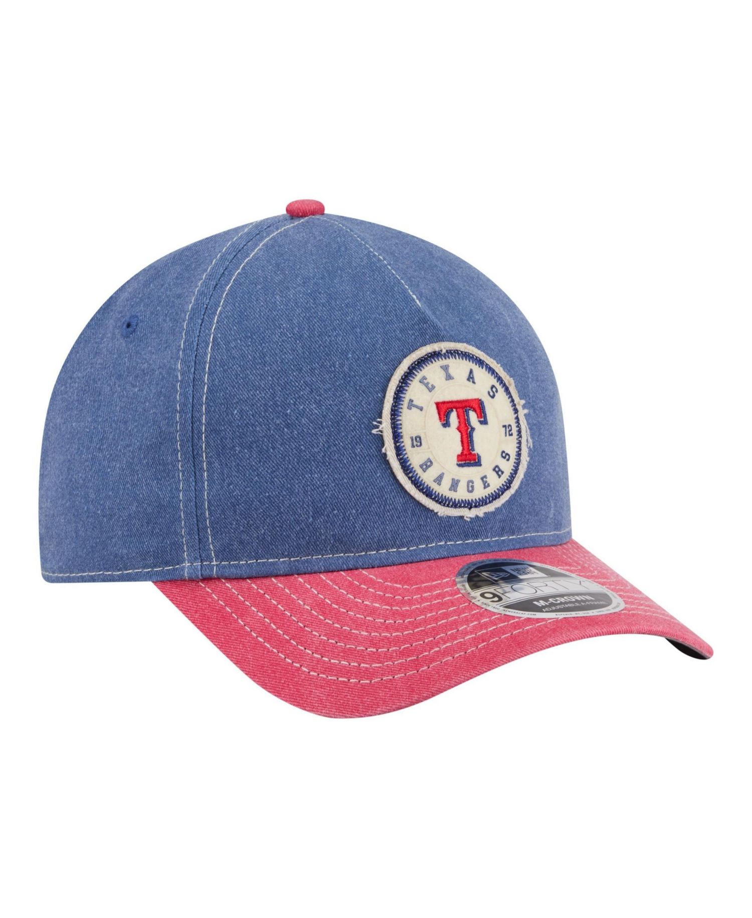 Men's Royal/Red Texas Rangers Felt M-Crown 9FORTY Adjustable Hat