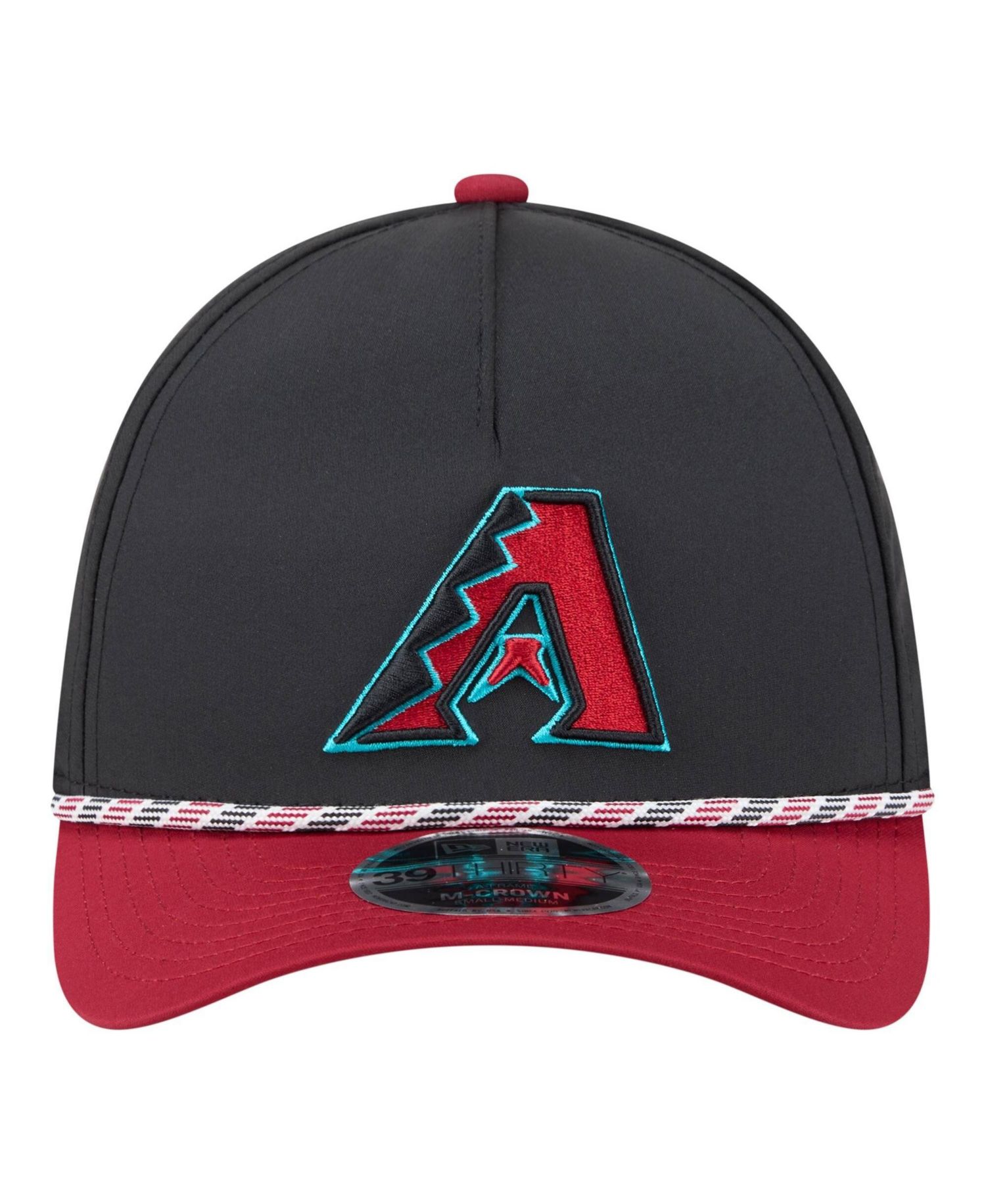 Men's Black/Red Arizona Diamondbacks Rope M-Crown A-Frame 39THIRTY Flex Hat