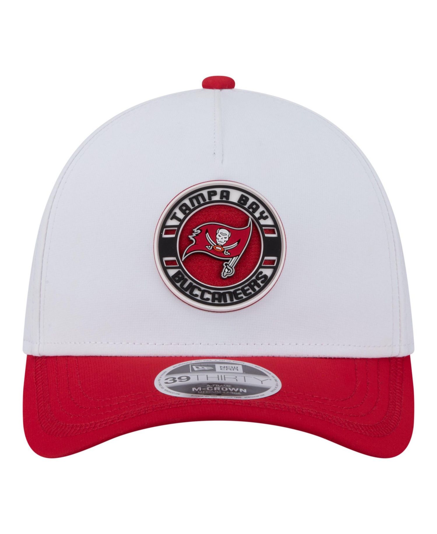 Men's White/Red Tampa Bay Buccaneers Patch 39THIRTY A-Frame M-Crown Perforated Flex Hat