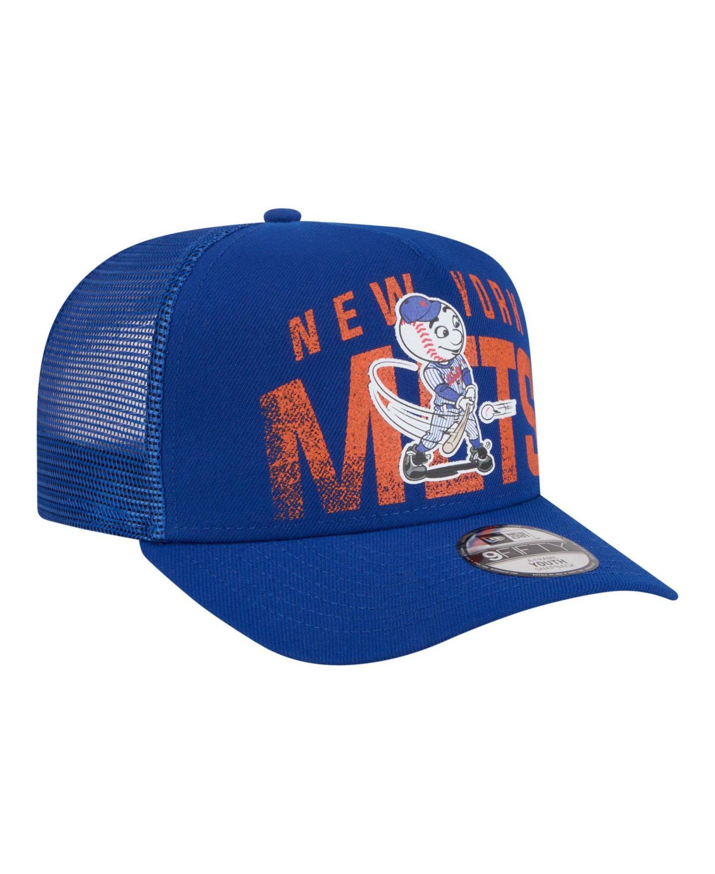 Детская кепка New Era Royal New York Mets Logo Fade A-Frame 9FIFTY Snapback Hat — фото 3