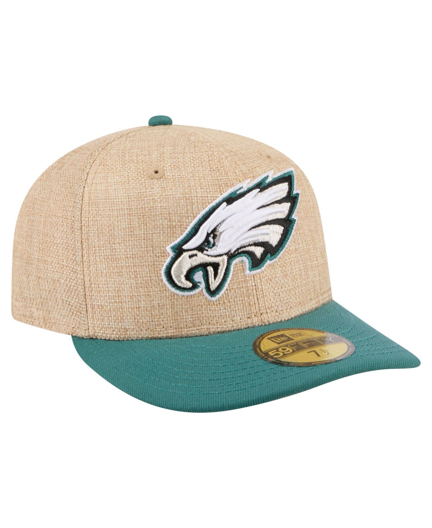 Мужская кепка New Era Natural/Midnight Green Philadelphia Eagles Pre-Curved Twine 59FIFTY Fitted Hat — фото 3