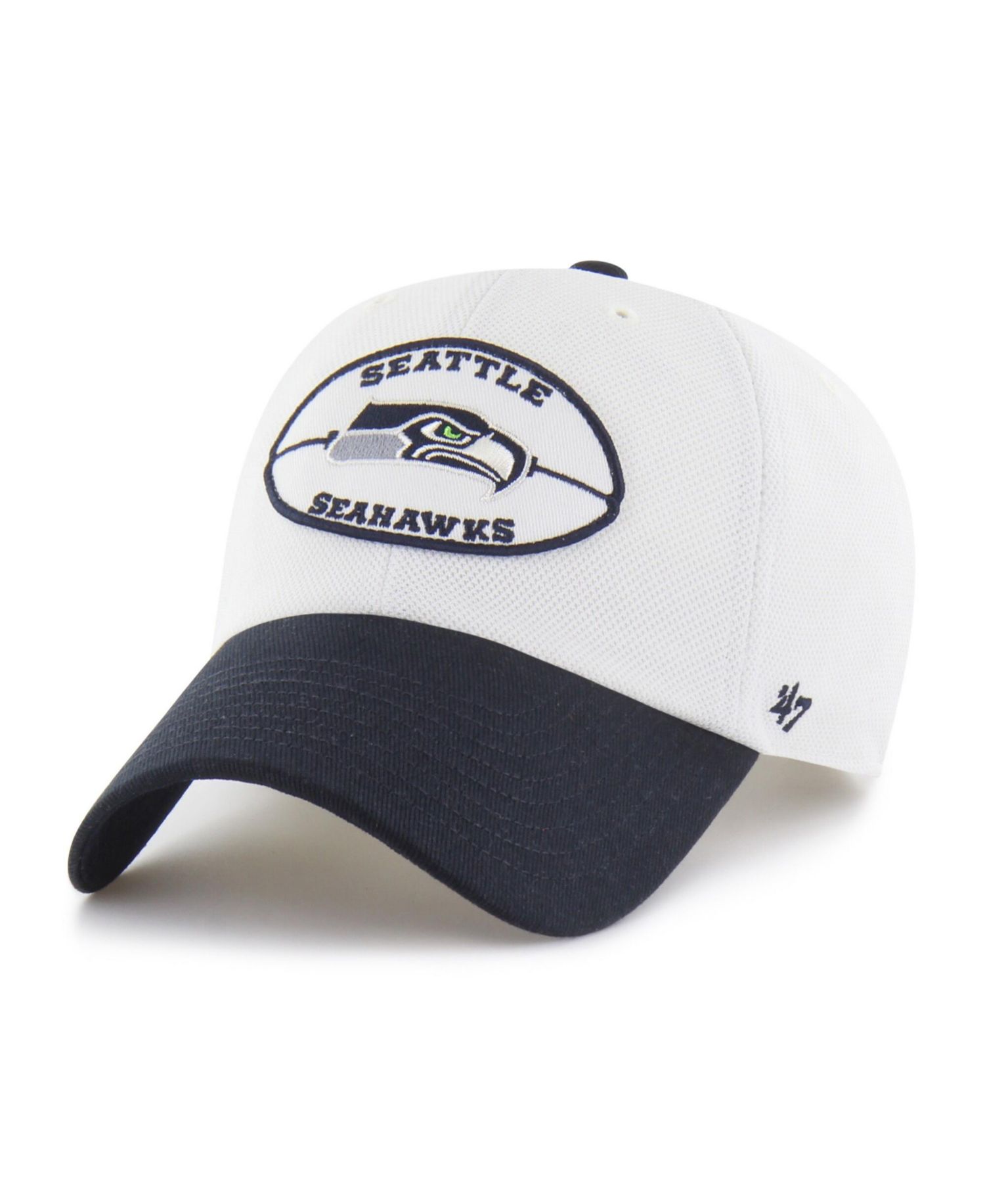 Men's Cream/Navy Seattle Seahawks Pique Patch Clean Up Adjustable Hat