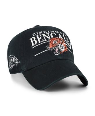 Men's Black Cincinnati Bengals Throwback Graphic Clean Up Adjustable Hat