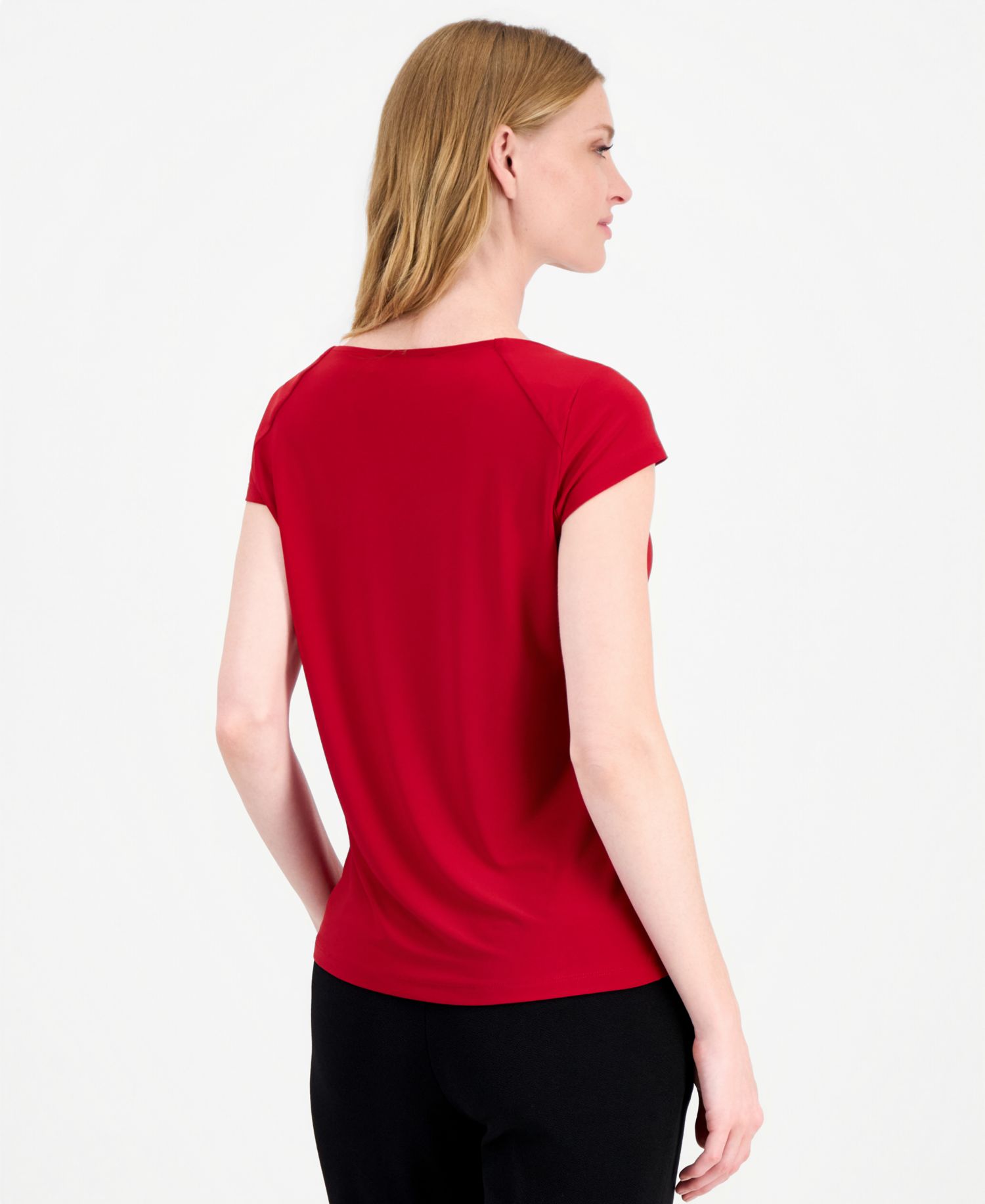Women's Cap Sleeve Cowl Neck Jersey Knit Top