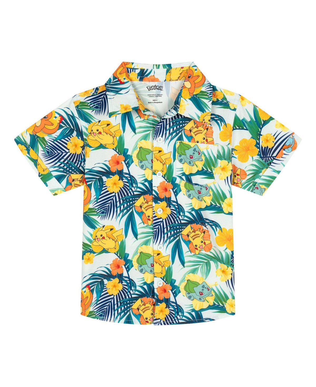 Pokemon Boys' Swimwear 2-Piece Camp Shirt and Swim Trunks Set