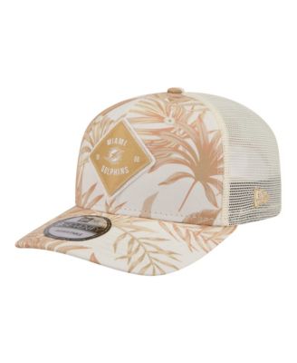 Men's Tan Miami Dolphins Tonal Palm COOLERA 9SEVENTY Adjustable Trucker Hat