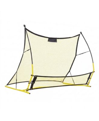 2-in-1 Soccer Goal Rebounder Net with Fiberglass Poles and Iron Pipe