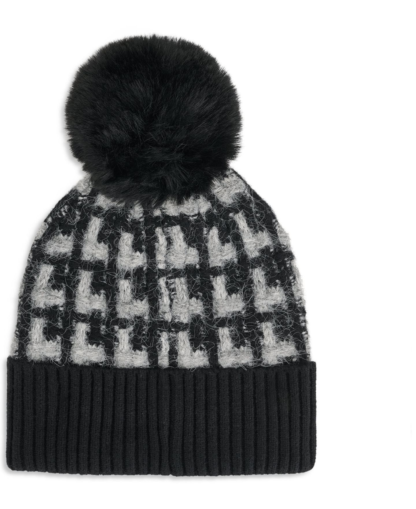 Женская шапка Calvin Klein Grid Knit Pom, цвет: Чёрный — фото 3