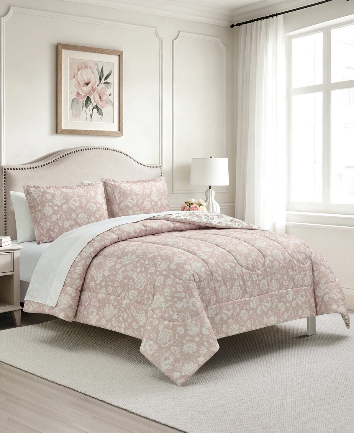 Macy's Painted Rose Reversible Microfiber 3-piece Comforter Set