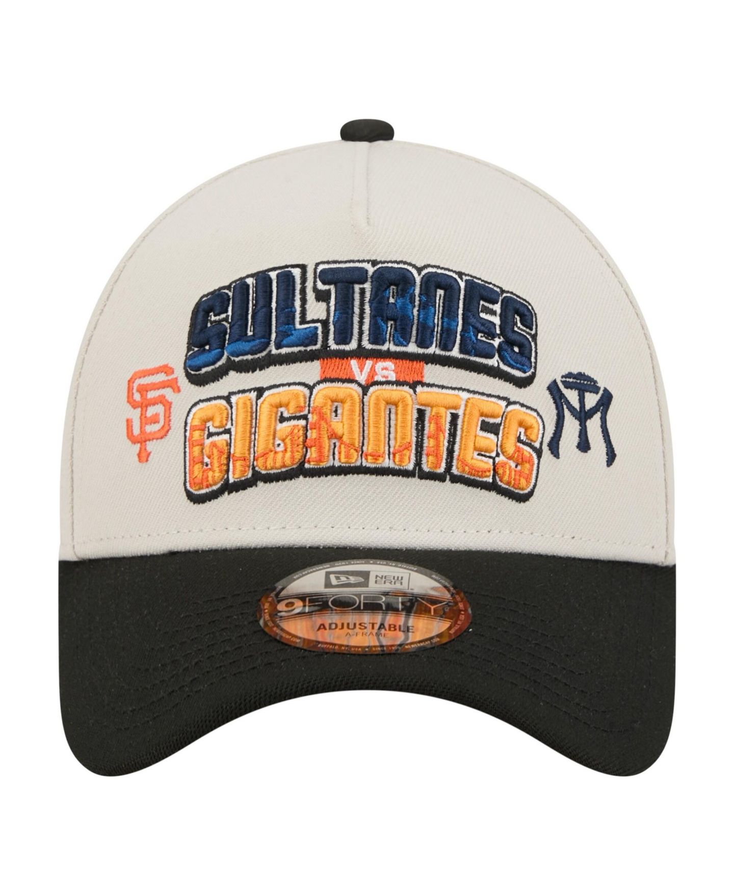 Мужская кепка New Era Beige San Francisco Giants vs. Monterrey Sultanes 2026 Matchup 9FORTY A-Frame Adjustable Hat — фото 2