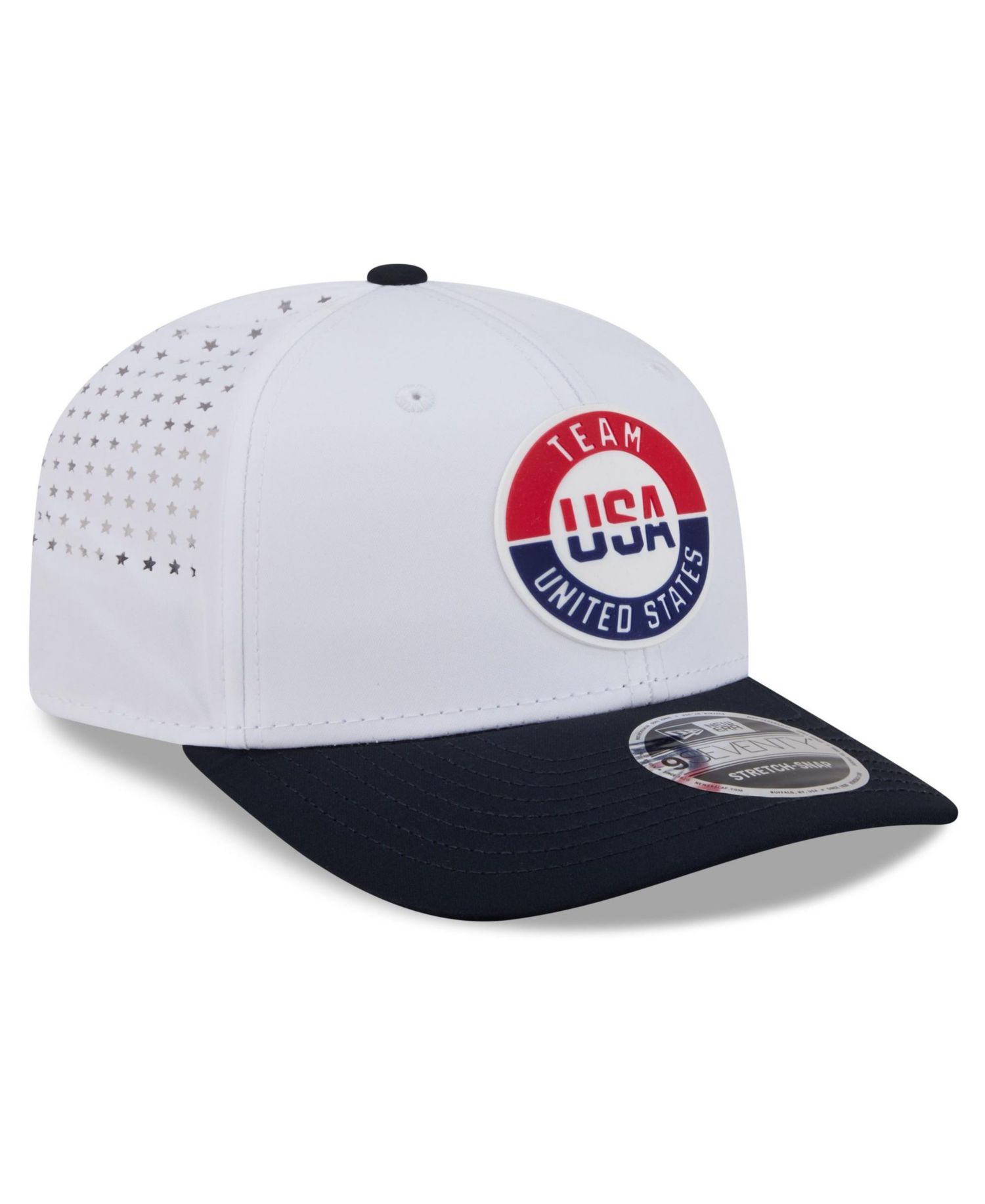 Men's White/Black Team USA Perforated Stars 9SEVENTY Adjustable Hat