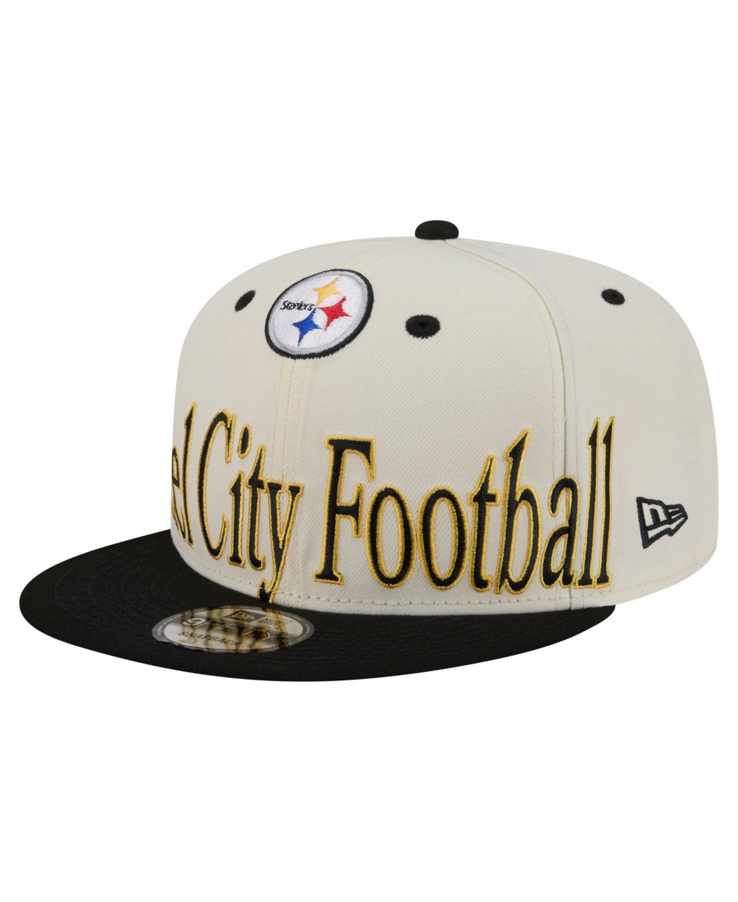 Men's Cream Pittsburgh Steelers Oversized Slogan 9FIFTY Snapback Hat