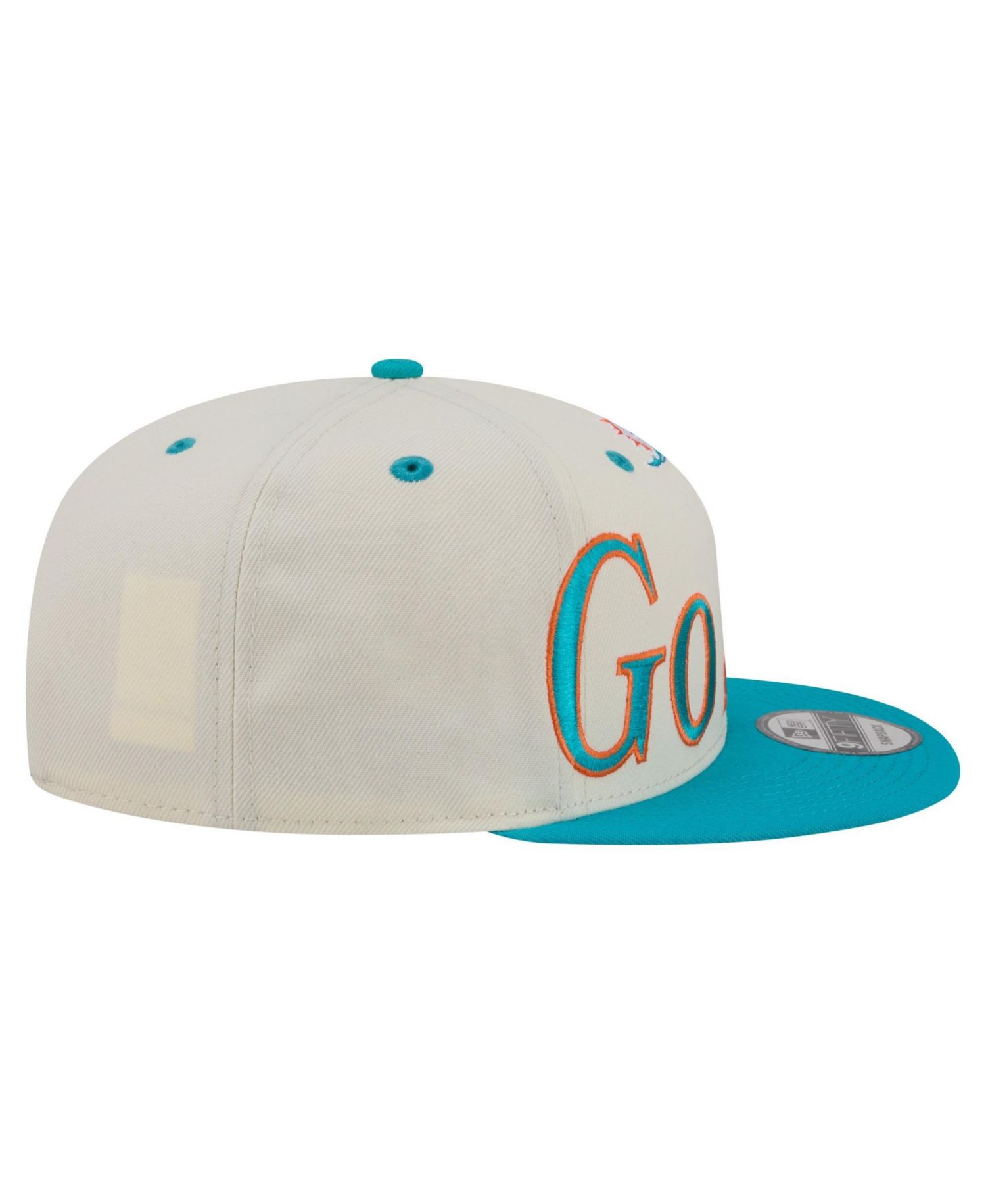 Men's Cream Miami Dolphins Oversized Slogan 9FIFTY Snapback Hat