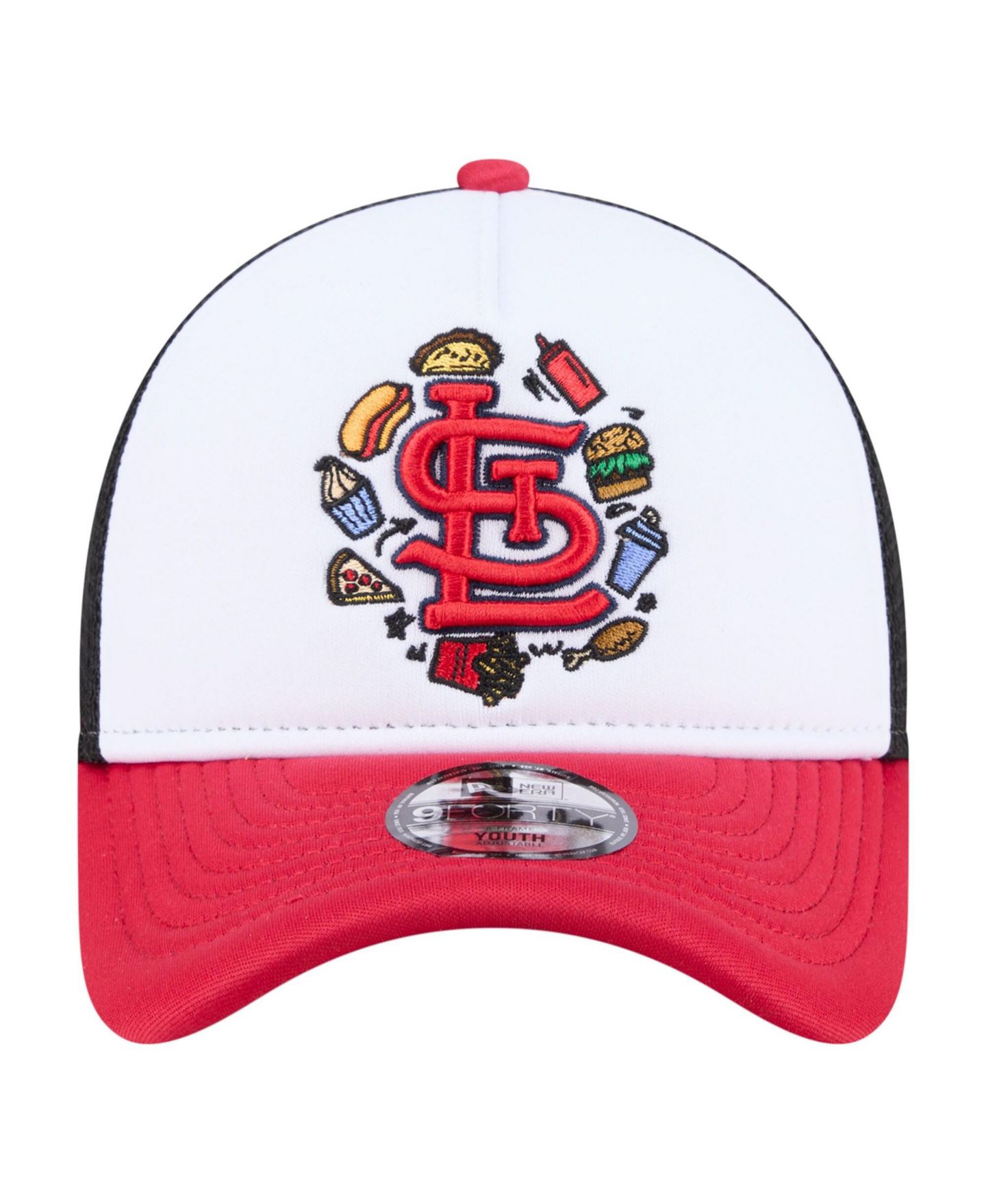 Детская кепка New Era White/Red St. Louis Cardinals Food A-Frame 9FORTY Trucker Adjustable Hat — фото 2