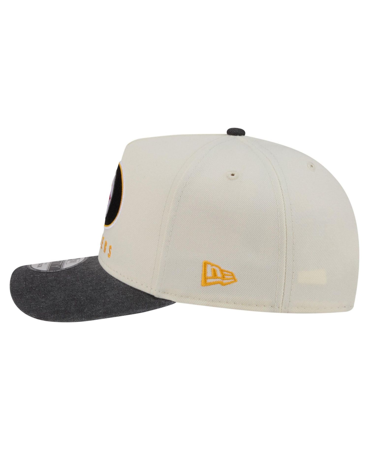 Men's Cream/Black Pittsburgh Steelers Washed A-Frame 9FIFTY Snapback Hat