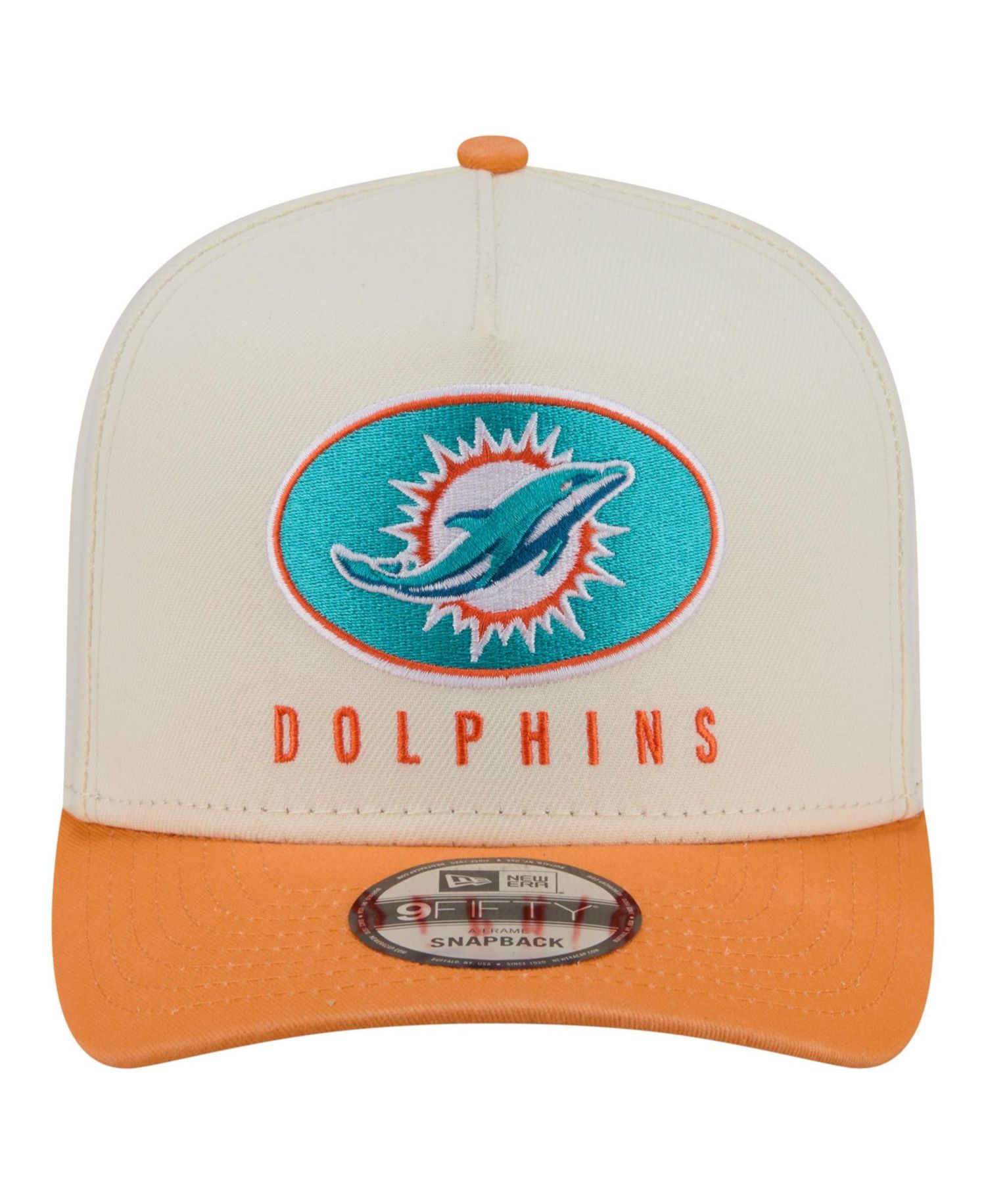 Men's Cream/Orange Miami Dolphins Washed A-Frame 9FIFTY Snapback Hat