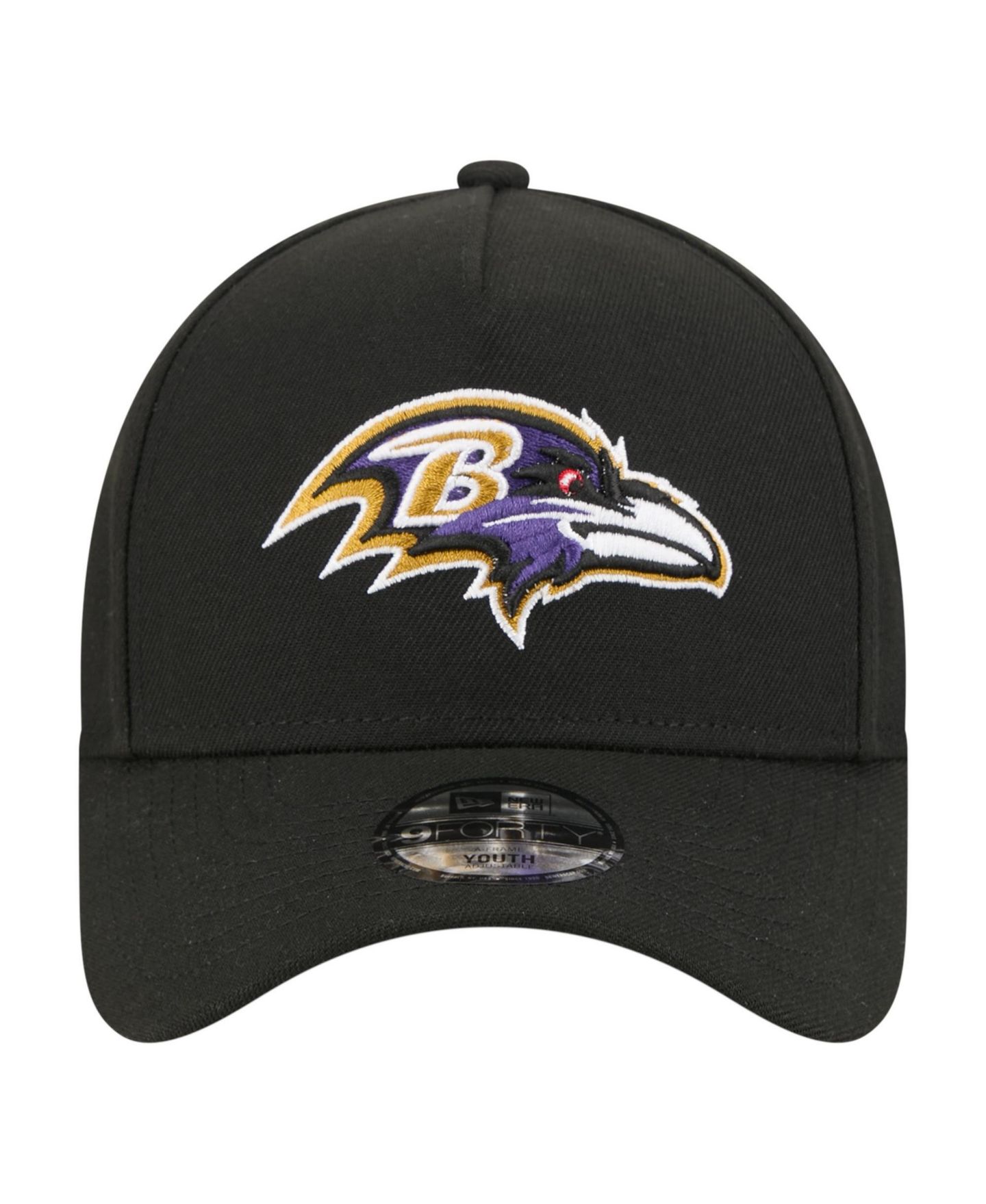 Детская кепка New Era Black Baltimore Ravens 9FORTY A-Frame Adjustable Hat — фото 2