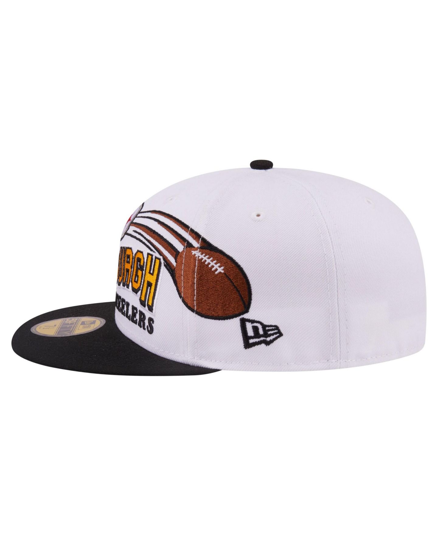 Мужская кепка New Era White/Black Pittsburgh Steelers Retro Swoop 59FIFTY Fitted Hat — фото 7