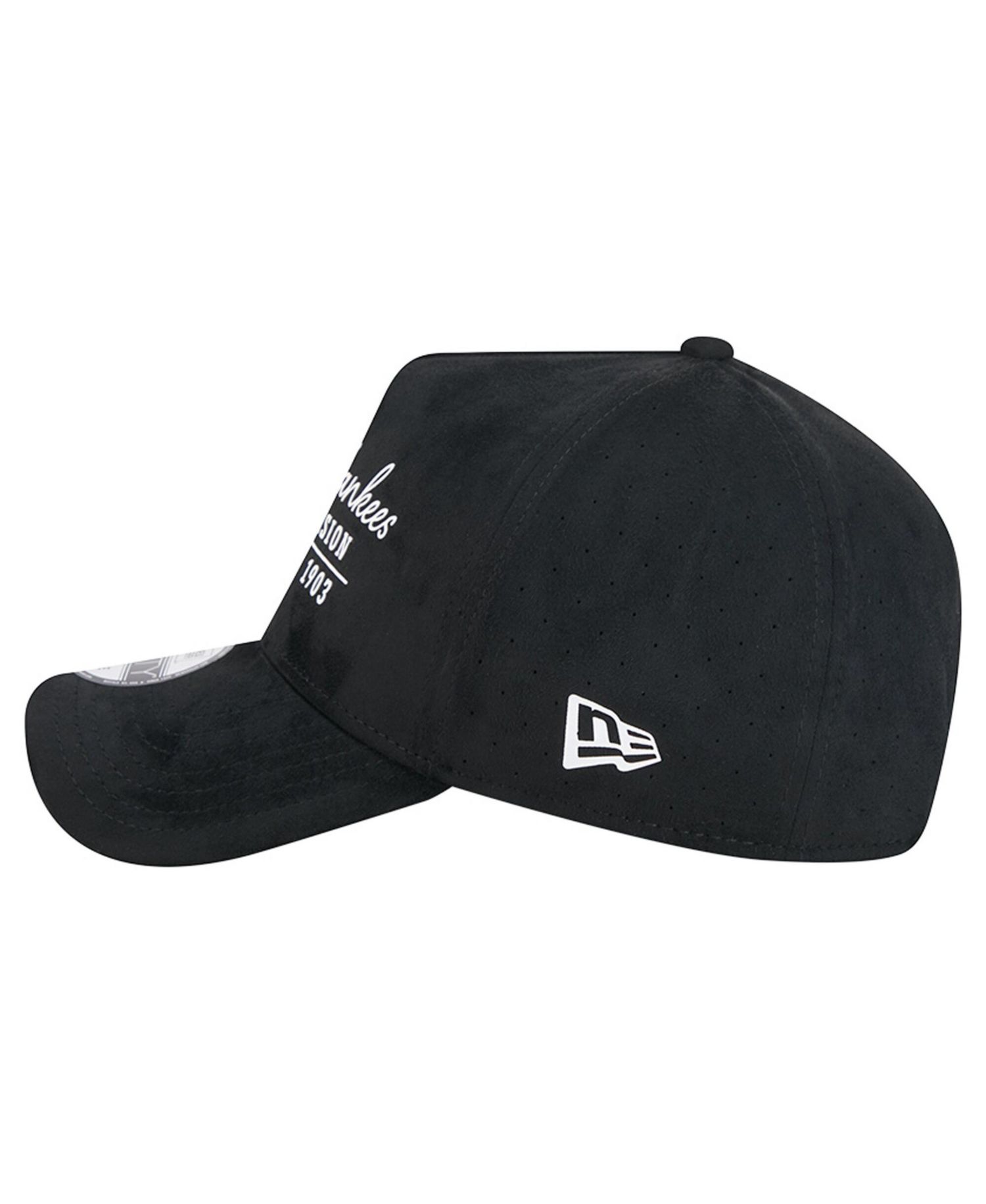 Men's Black New York Yankees Script Text 9FORTY A-Frame Adjustable Hat