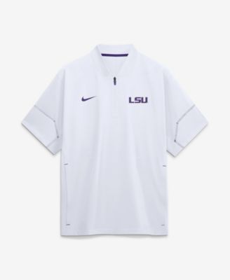 Men's White LSU Tigers 2026 Sideline Short Sleeve Quarter-Zip Coaches Jacket