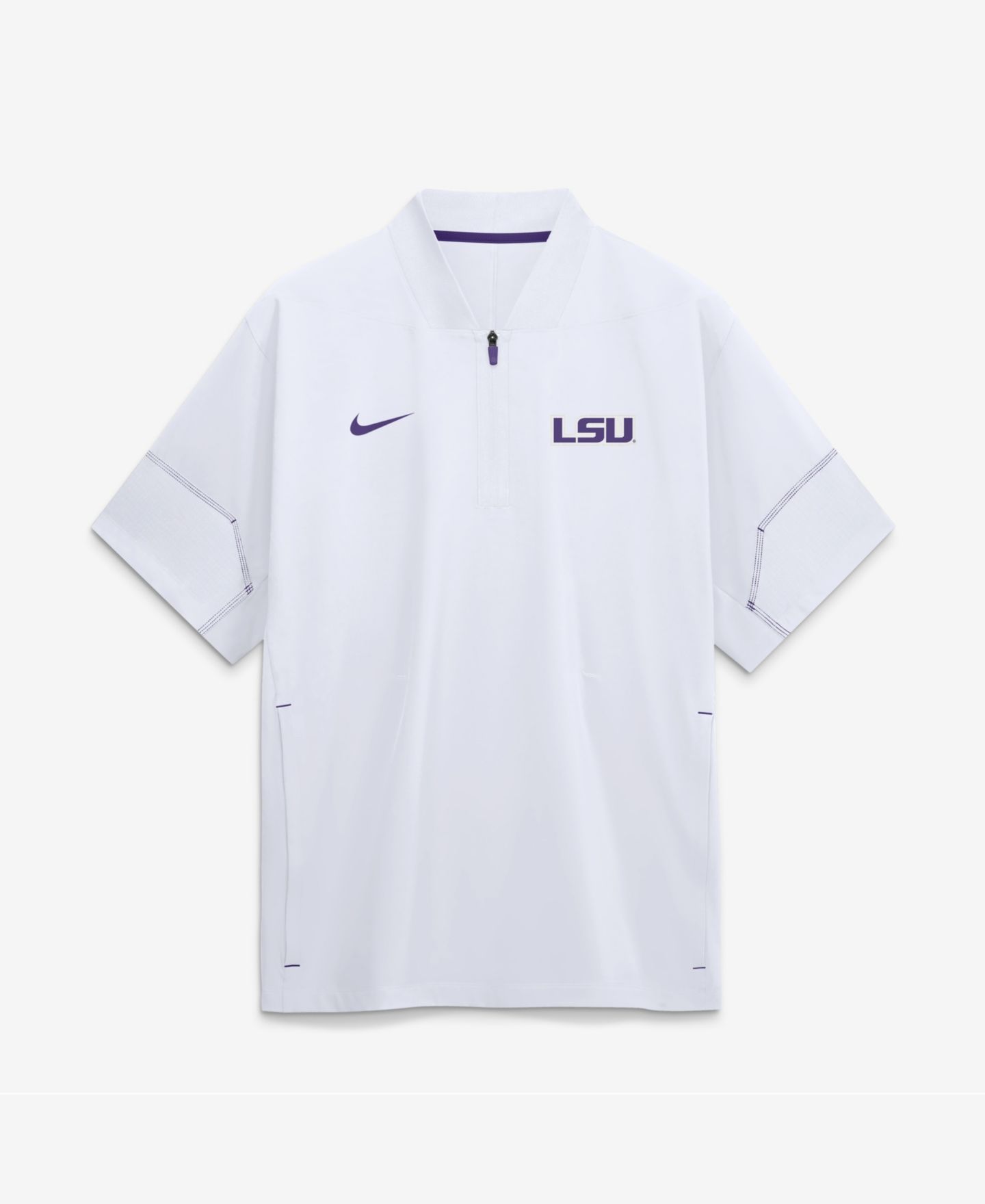 Мужская куртка Nike White LSU Tigers 2026 Sideline Short Sleeve Quarter-Zip Coaches — фото 1