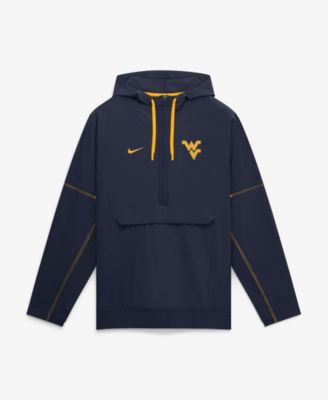 Men's Navy West Virginia Mountaineers 2026 Sideline Anorak Half-Zip Hooded Sweatshirt