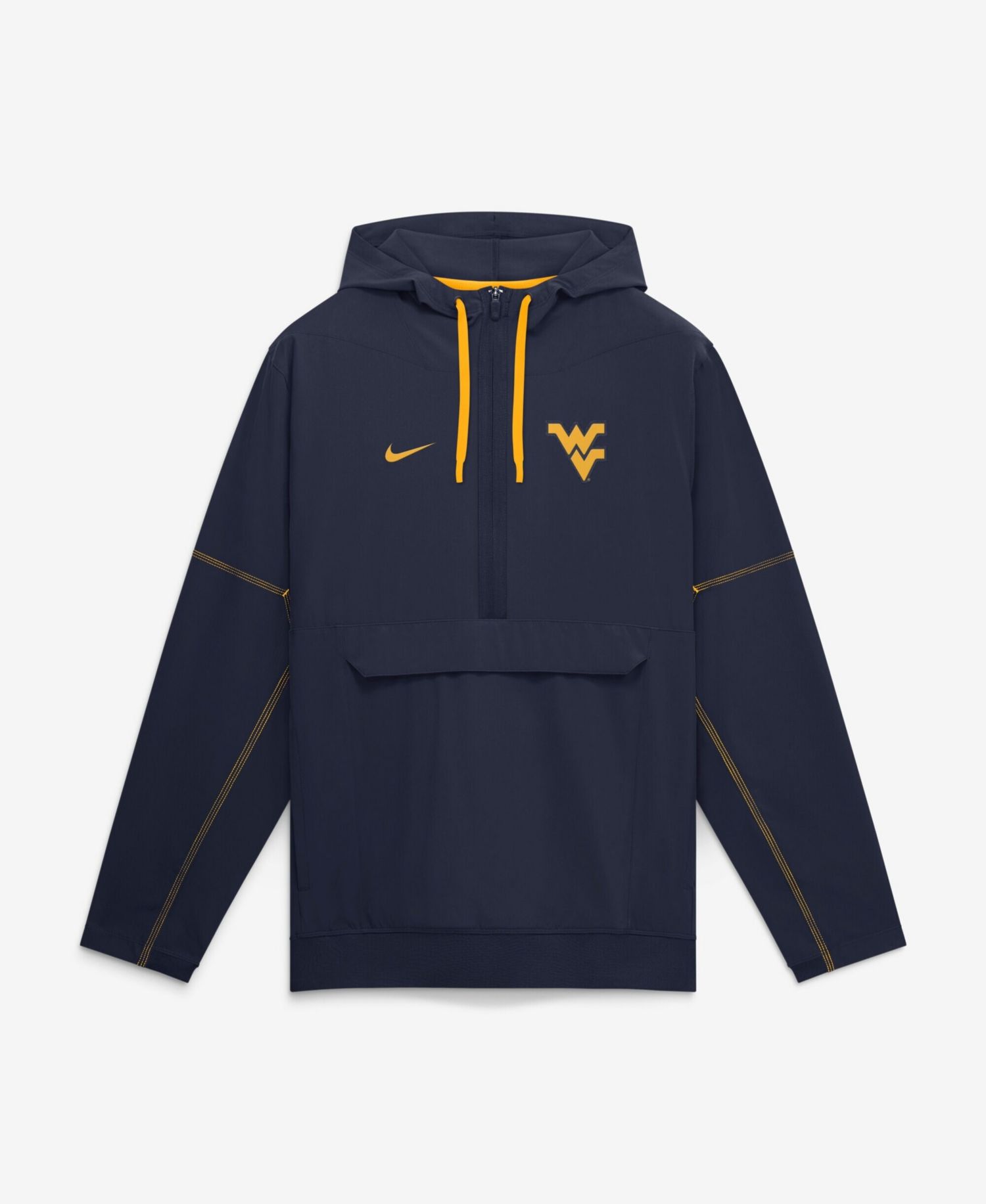 Men's Navy West Virginia Mountaineers 2026 Sideline Anorak Half-Zip Hooded Sweatshirt