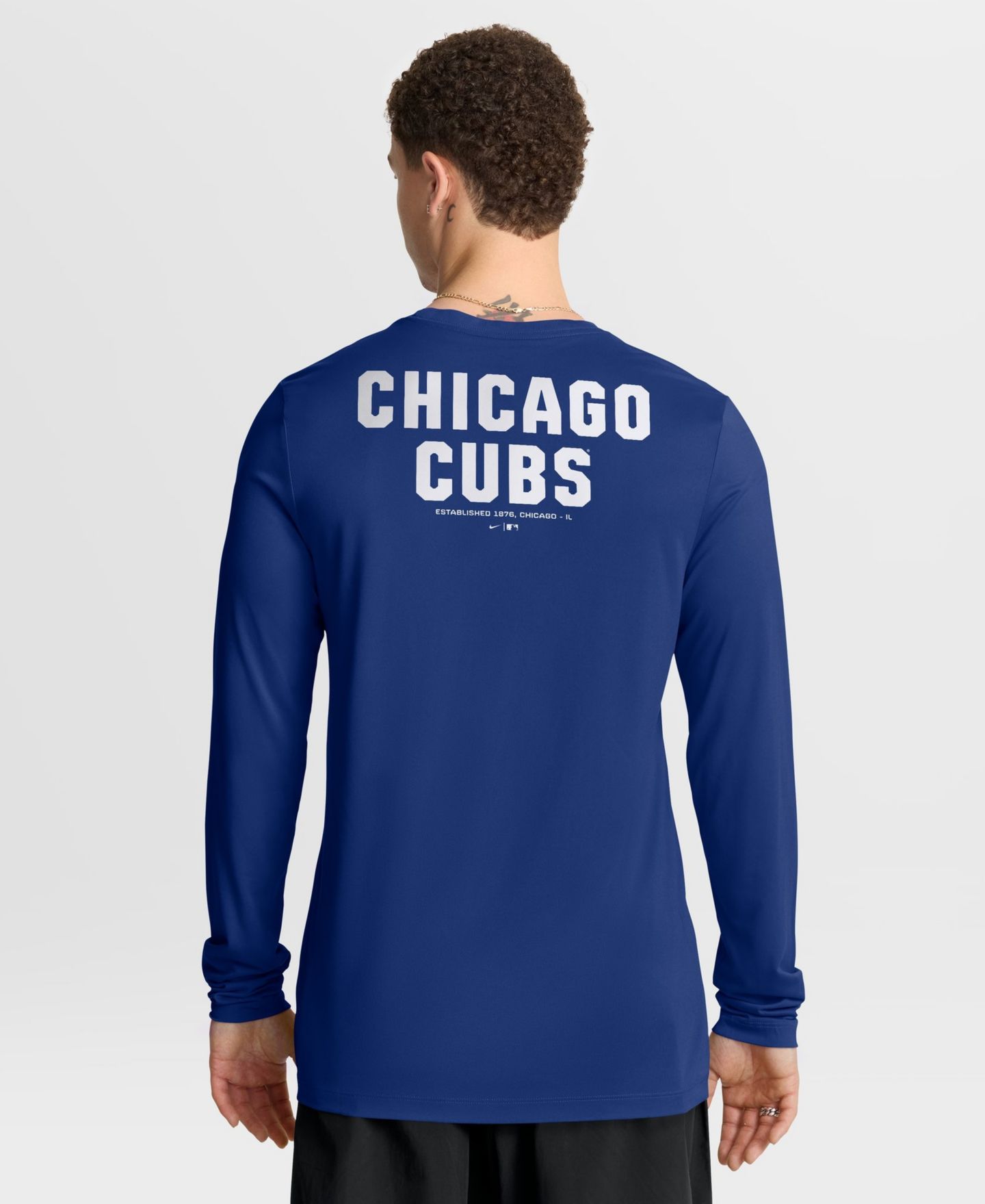 Мужская футболка Nike Royal Chicago Cubs 2-Hit Legend Dri-FIT Long Sleeve — фото 2