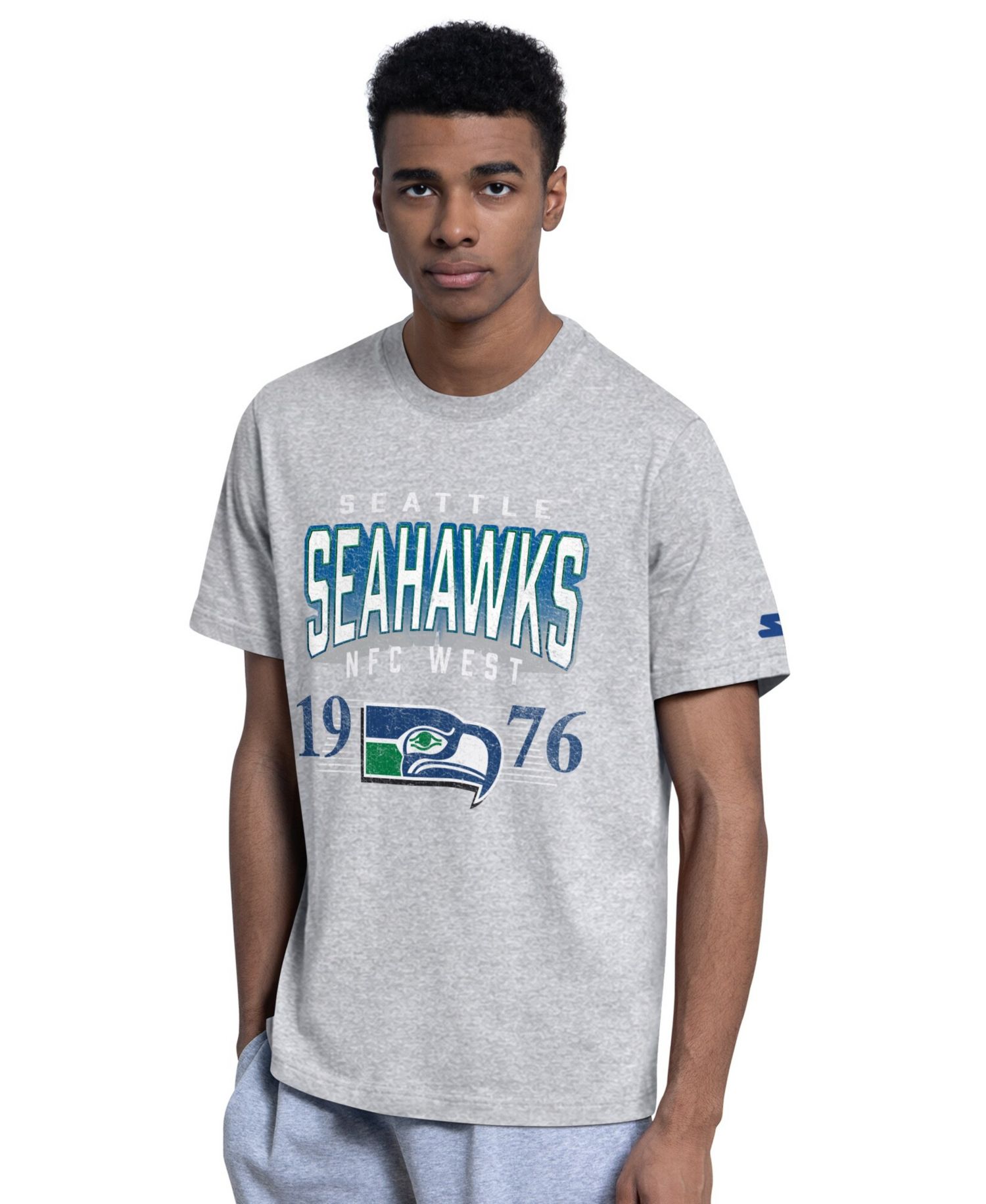 Men's Royal/Heather Gray Seattle Seahawks Two-Pack Throwback Logo T-Shirt Set
