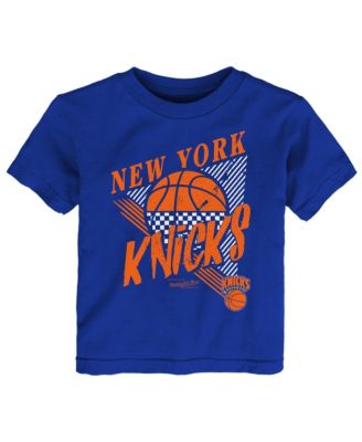 Big Boys and Girls Mitchell Ness Blue New York Knicks Slam Dunk T-Shirt