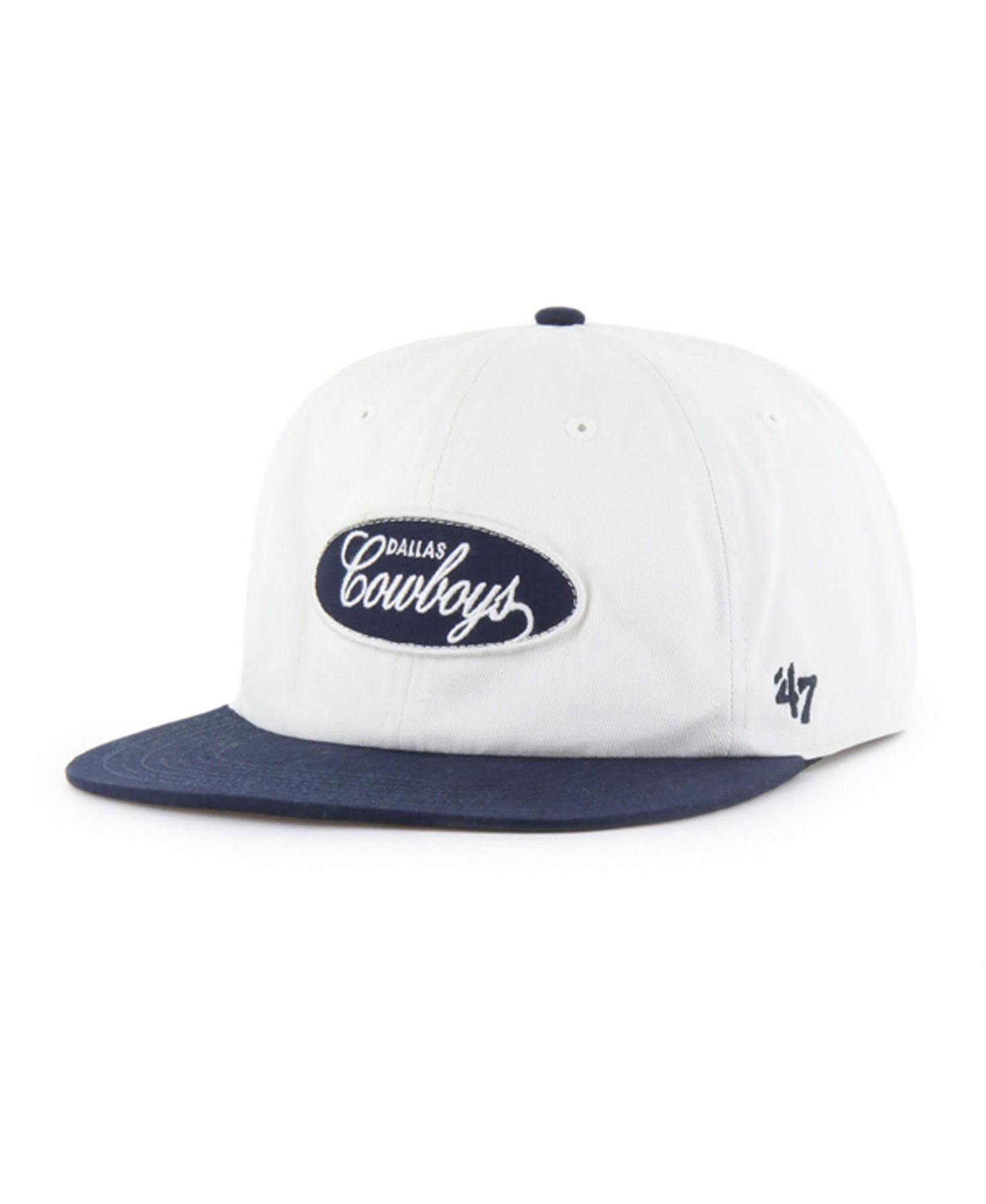 47 Brand Men's White/Navy Dallas Cowboys Foundational Captain Snapback Hat