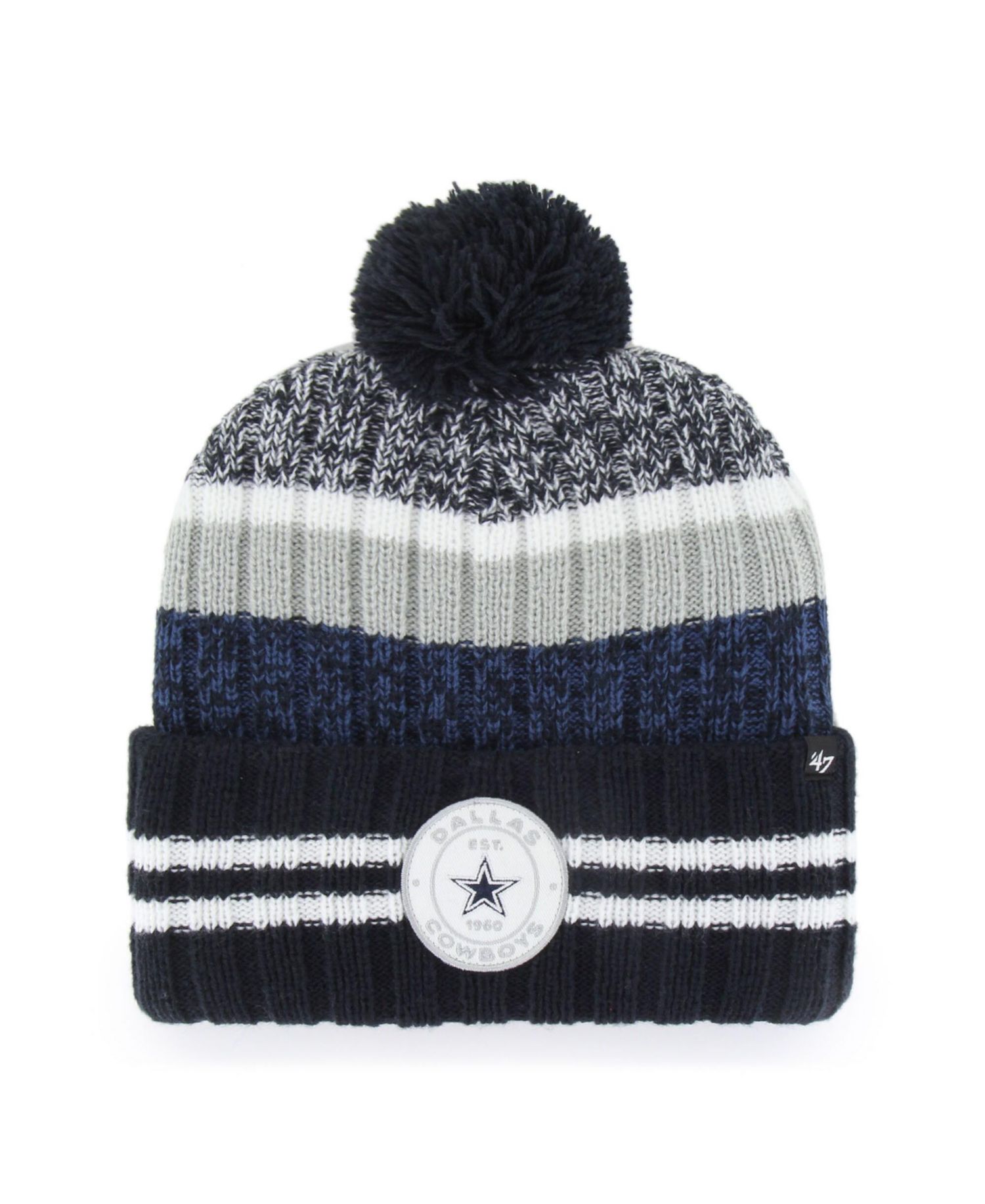 Men's Navy Dallas Cowboys Quiver Cuffed Knit Hat with Pom