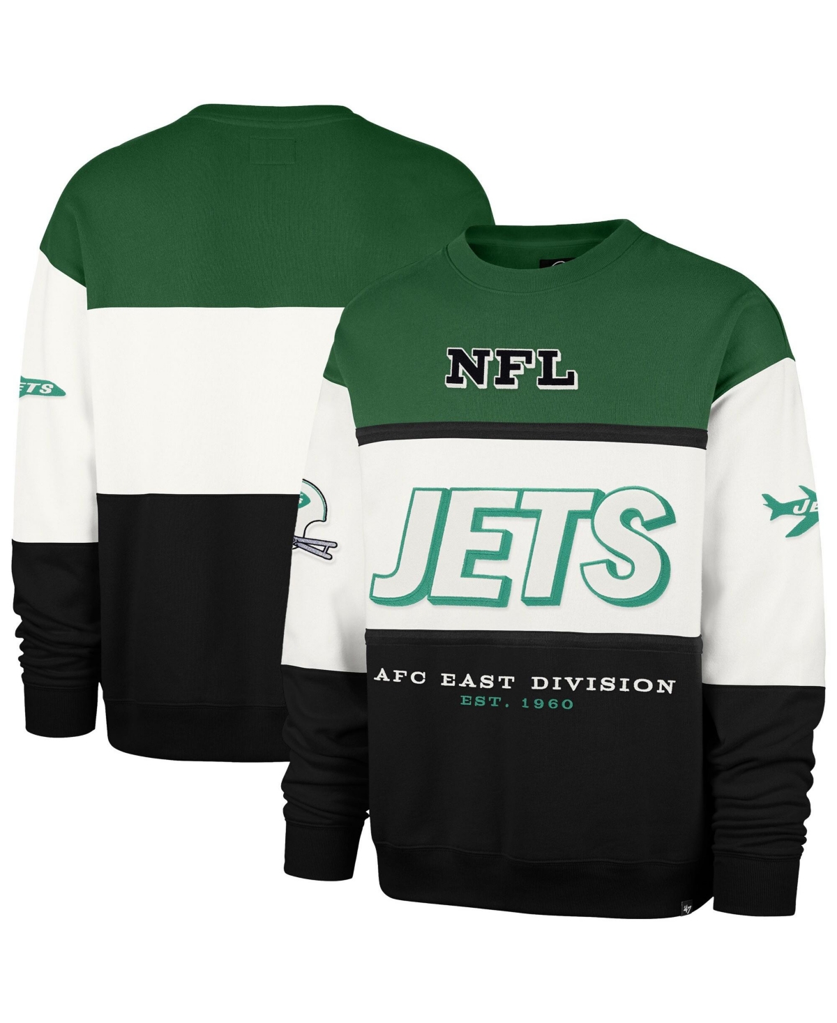 47 Brand Men's Kelly Green/Black New York Jets Throwback Breeze Maximalist Sweatshirt