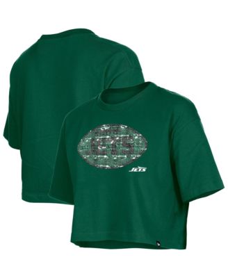 Girl's Green New York Jets Flip Sequin Boxy T-Shirt