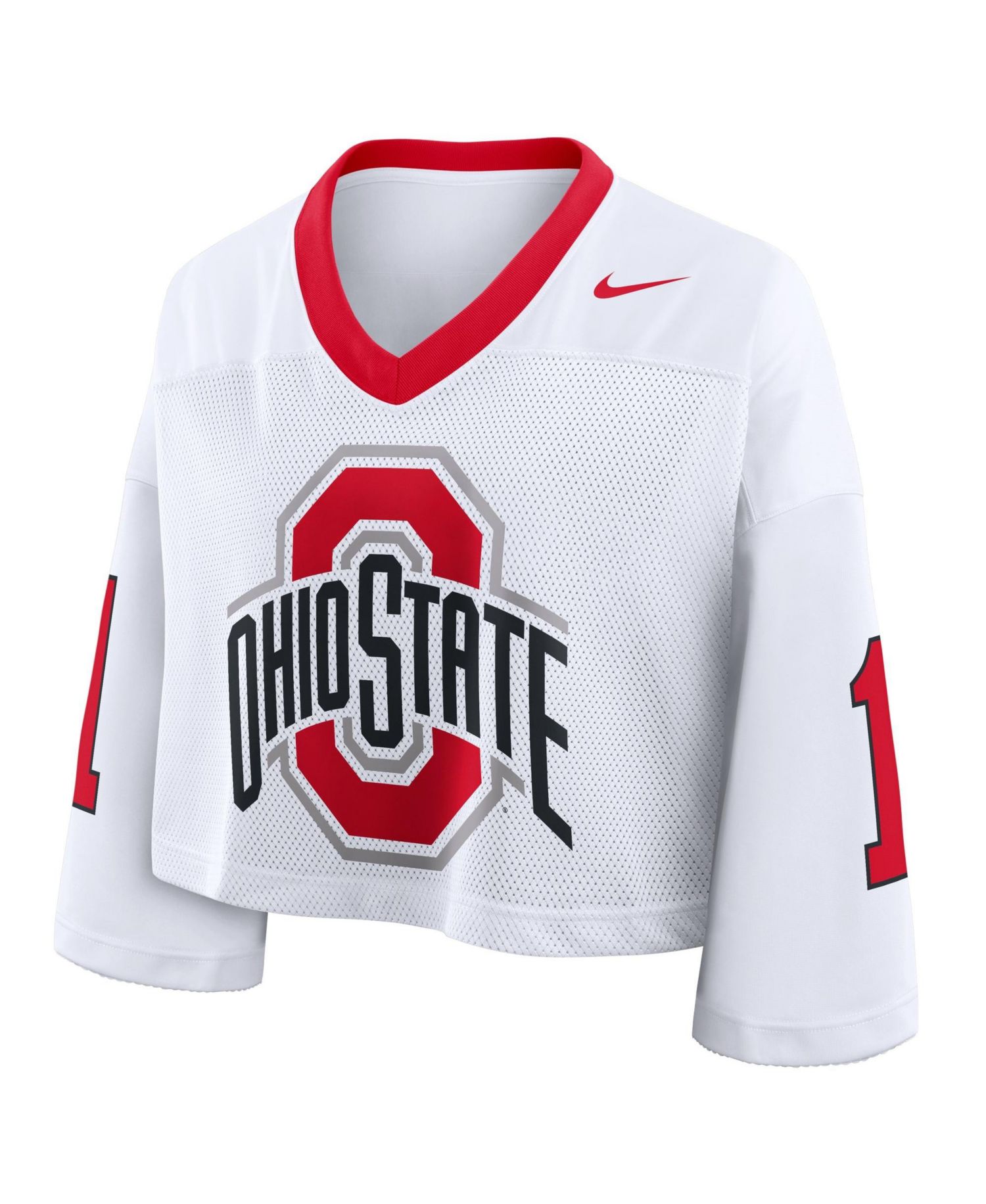 Women's White Ohio State Buckeyes Oversized Logo Cropped Fashion Jersey