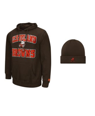 Men's Brown Cleveland Browns Hoodie and Cuffed Knit Hat Combo Pack
