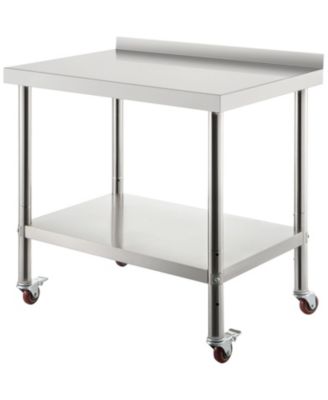 Rolling Stainless Steel Prep Table with Adjustable Undershelf