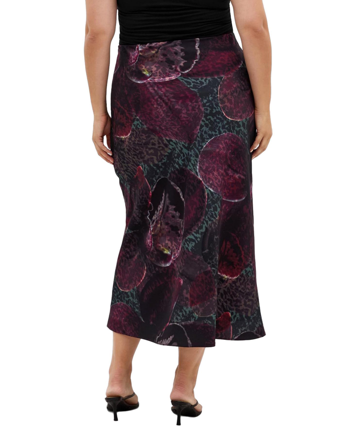 Women's Plus Size Sienna Orchid Print Midi Skirt