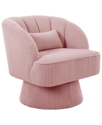 Modern 360degree(s) Swivel Barrel Accent Chair, Upholstered Armchair, Comfy Round Lounge Chair