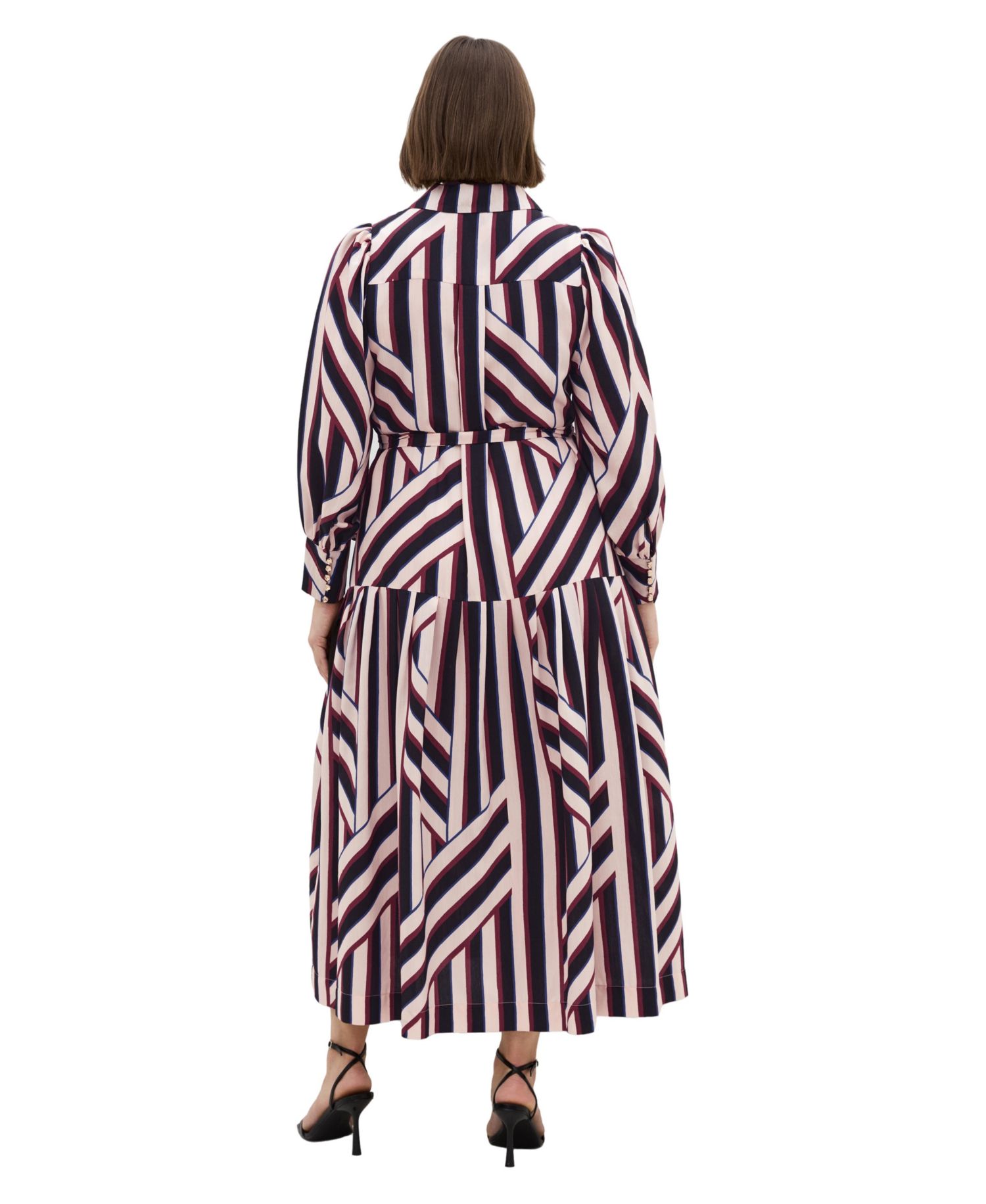 Plus Size Timeless Stripe Long-Sleeve Shirt Dress