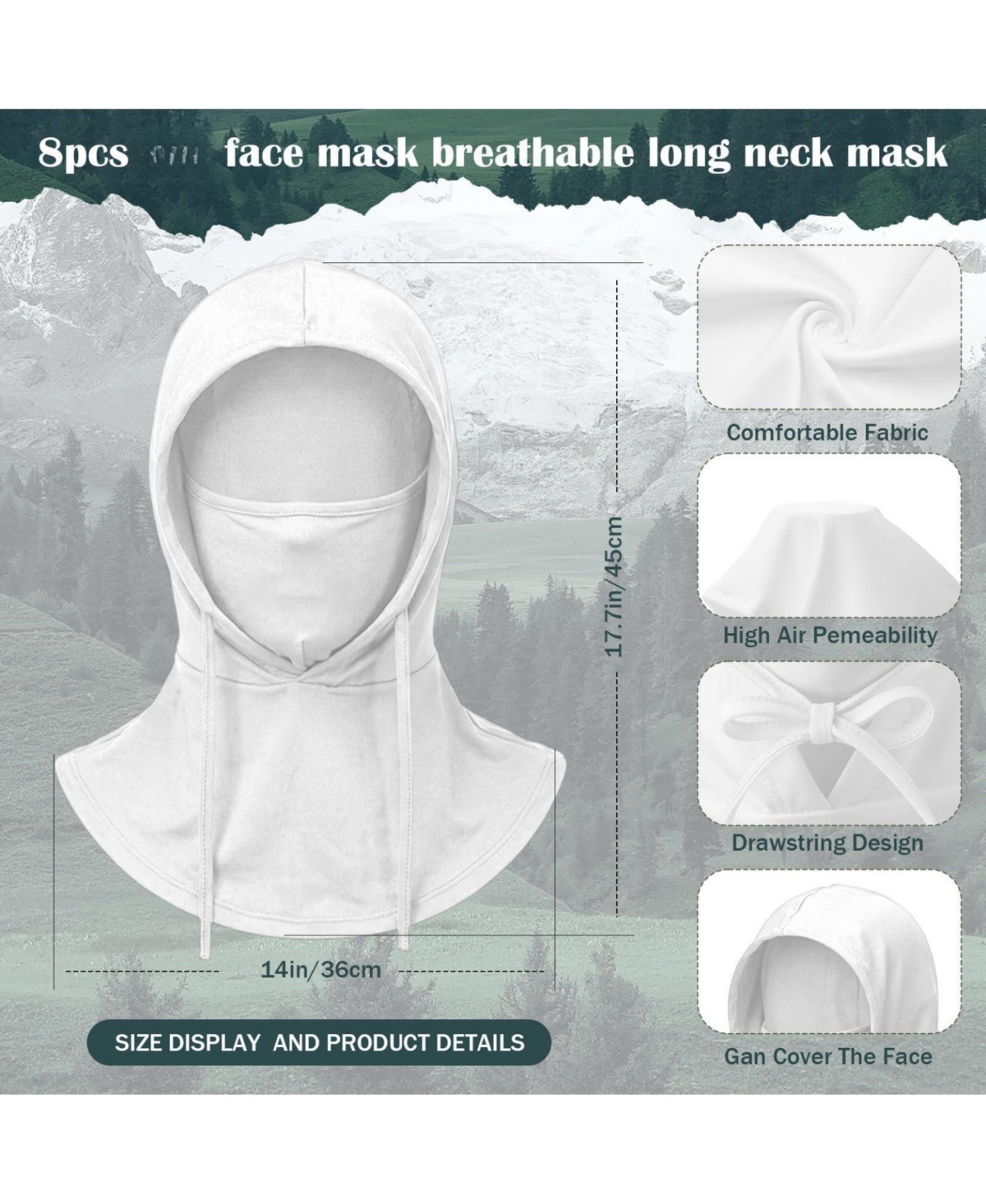 Piscifun 8 Pack Summer Balaclava Face Mask Uv Protection Breathable Full Head Cover Outdoor