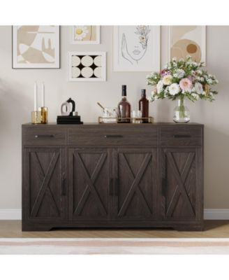 55" Farmhouse Sideboard Buffet Cabinet with 3 Drawers
