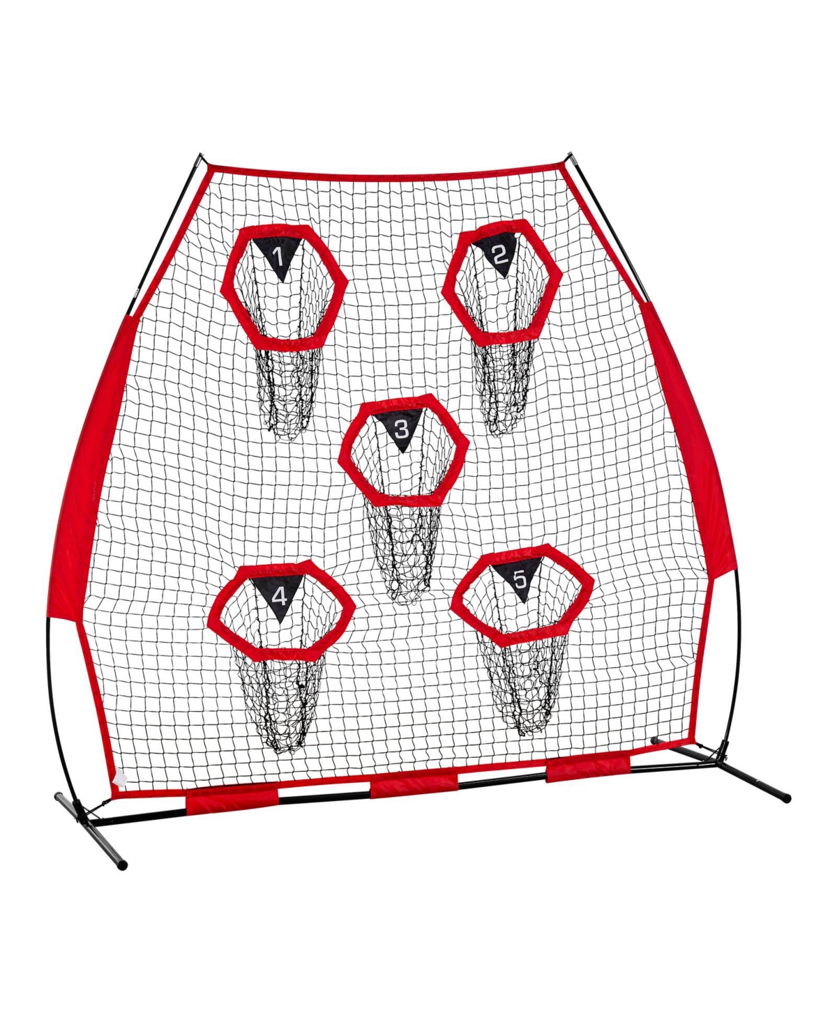 Hongge 7 x 7 ft Quarterback Throwing Practice Net Featuring 5 Target Pockets and Reinforced Base for Passing Drills