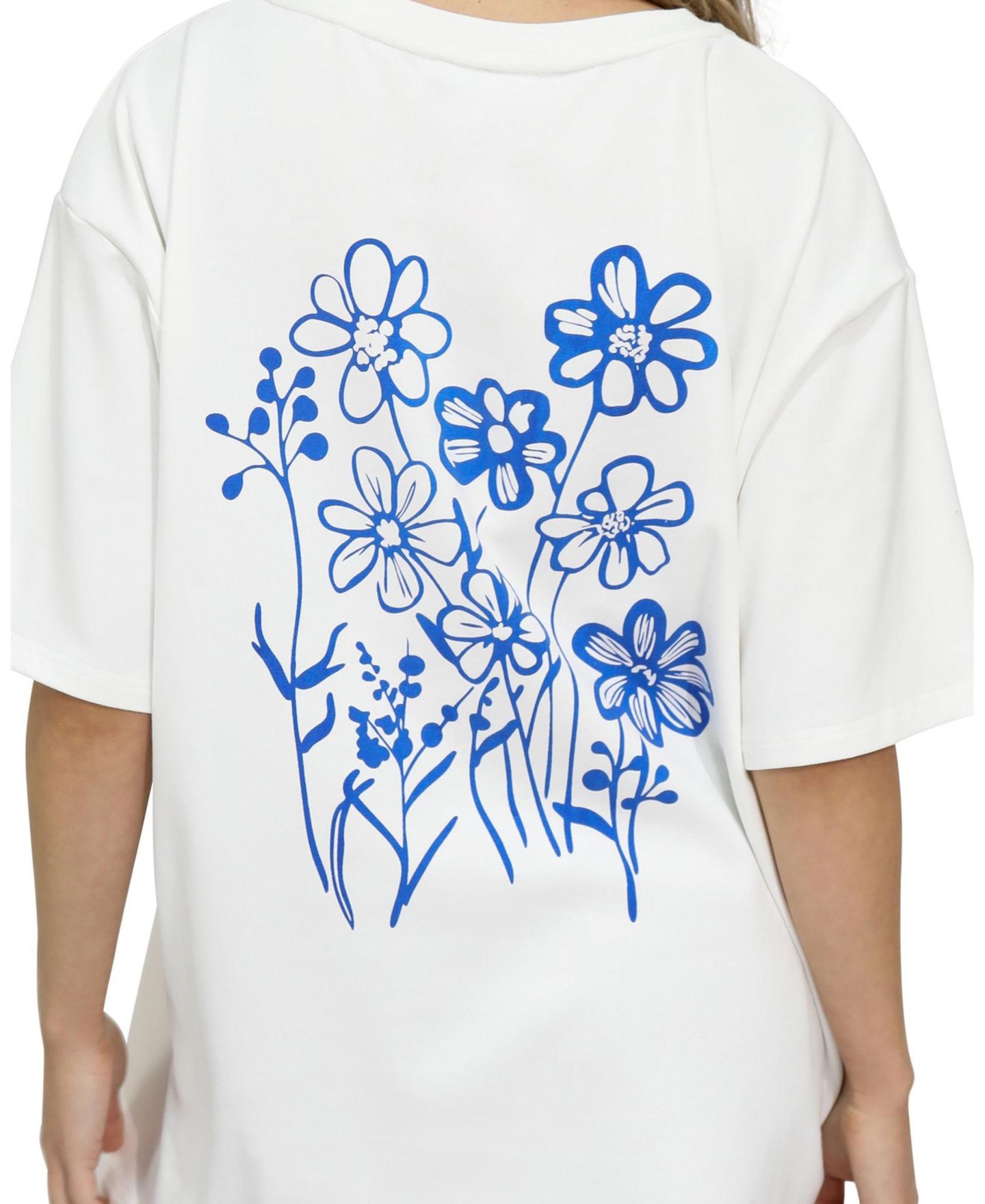 Женская футболка Belle & Bloom Back To Bloom Oversized Tee V-Neck Floral-Print, цвет: Белый — фото 4