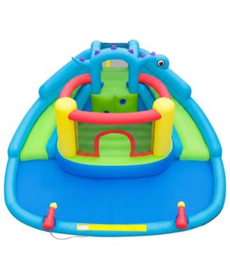 Dinosaur Inflatable Water Slide Bounce House with Double Slides and Splash Pool, Oxford Cloth, Holds 3 Players, Ages 3-10