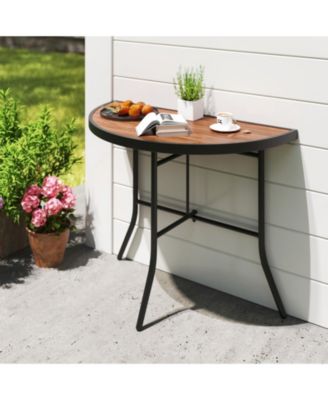 Outdoor Half-Round Folding Event Table with Metal Frame, 35.5 in Wide for Patio and Garden