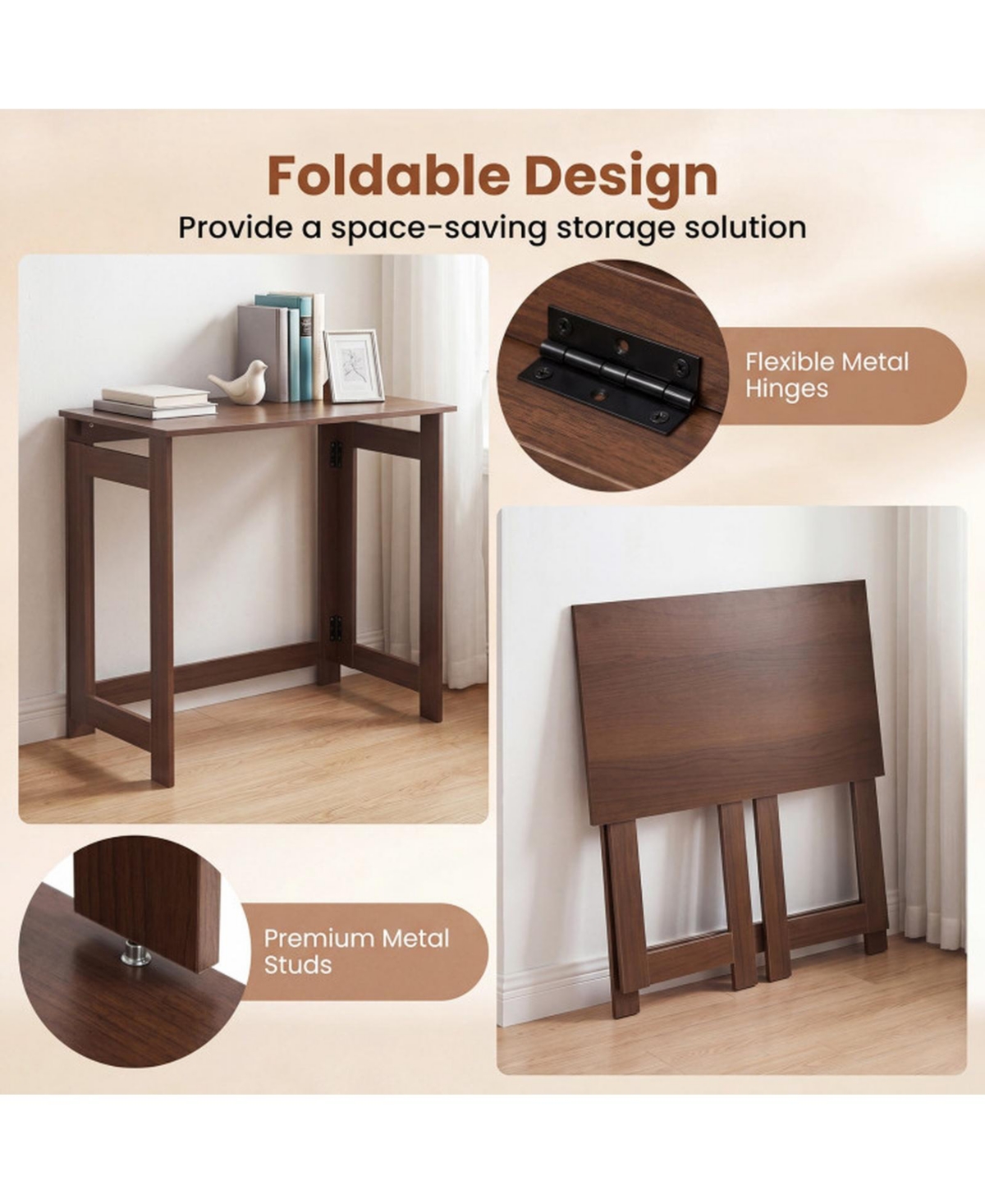 Sugift Folding Console Table with Foldable Legs