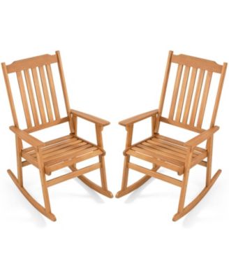 Acacia Wood Oversized Rocking Chair with High Back and Armrests for Outdoor Use (set - 2)