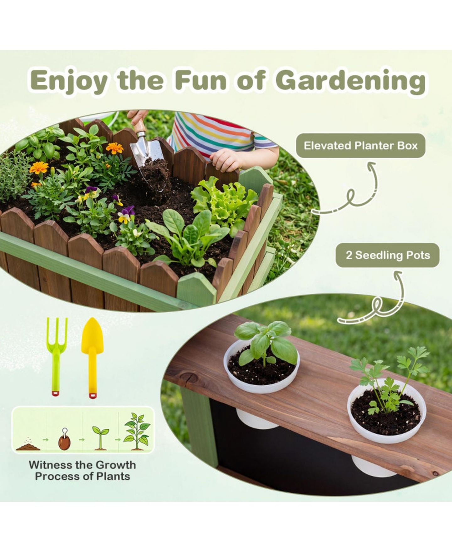 Детский игровой набор SUGIFT Mud Farm Fir Wood Planter Box Playset, Ages 3+, цвет: Коричневый — фото 7